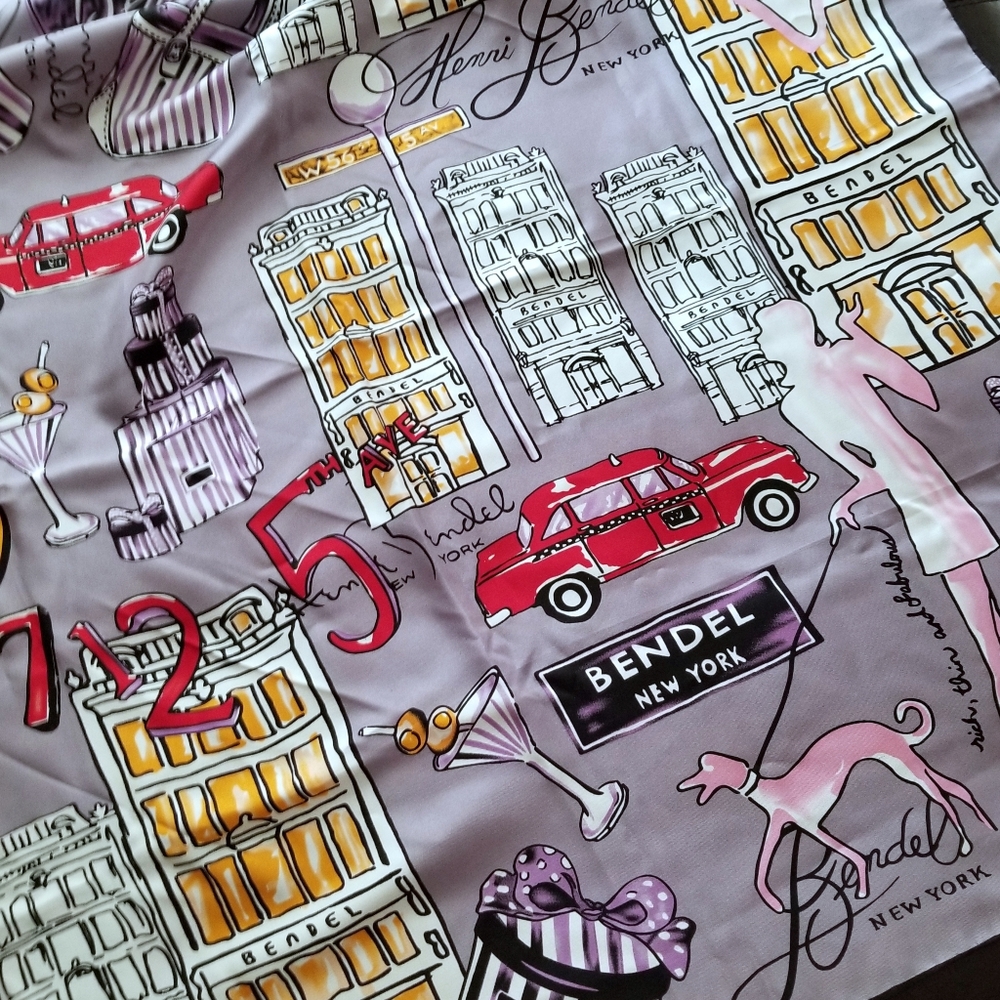 ❗Henri Bendel New York Scarf Purple  Multicolor Iconic 100% Silk Scarf❗